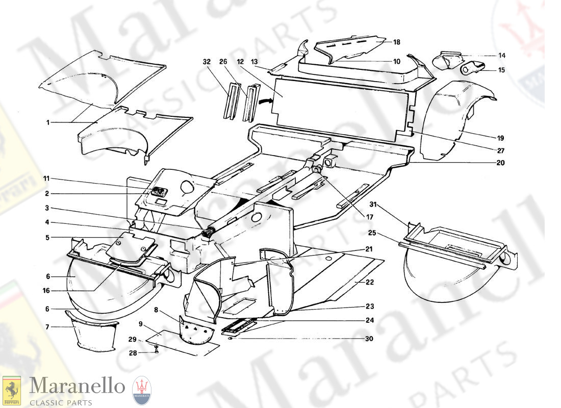 153 - Body Shell - Inner Elements (Variants For RHD - Aus Versions)